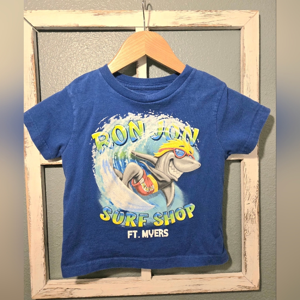 Ron Jon Surf Shop Ft. Myers Shark Surfing Sunglasses Royal Blue Graphic Tee - 4T